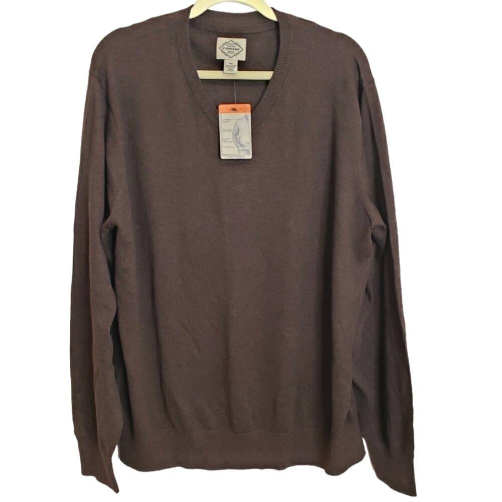 St. John's Bay Super Soft V - Neck Sweater Mens XXL Viking Brown Heather NEW